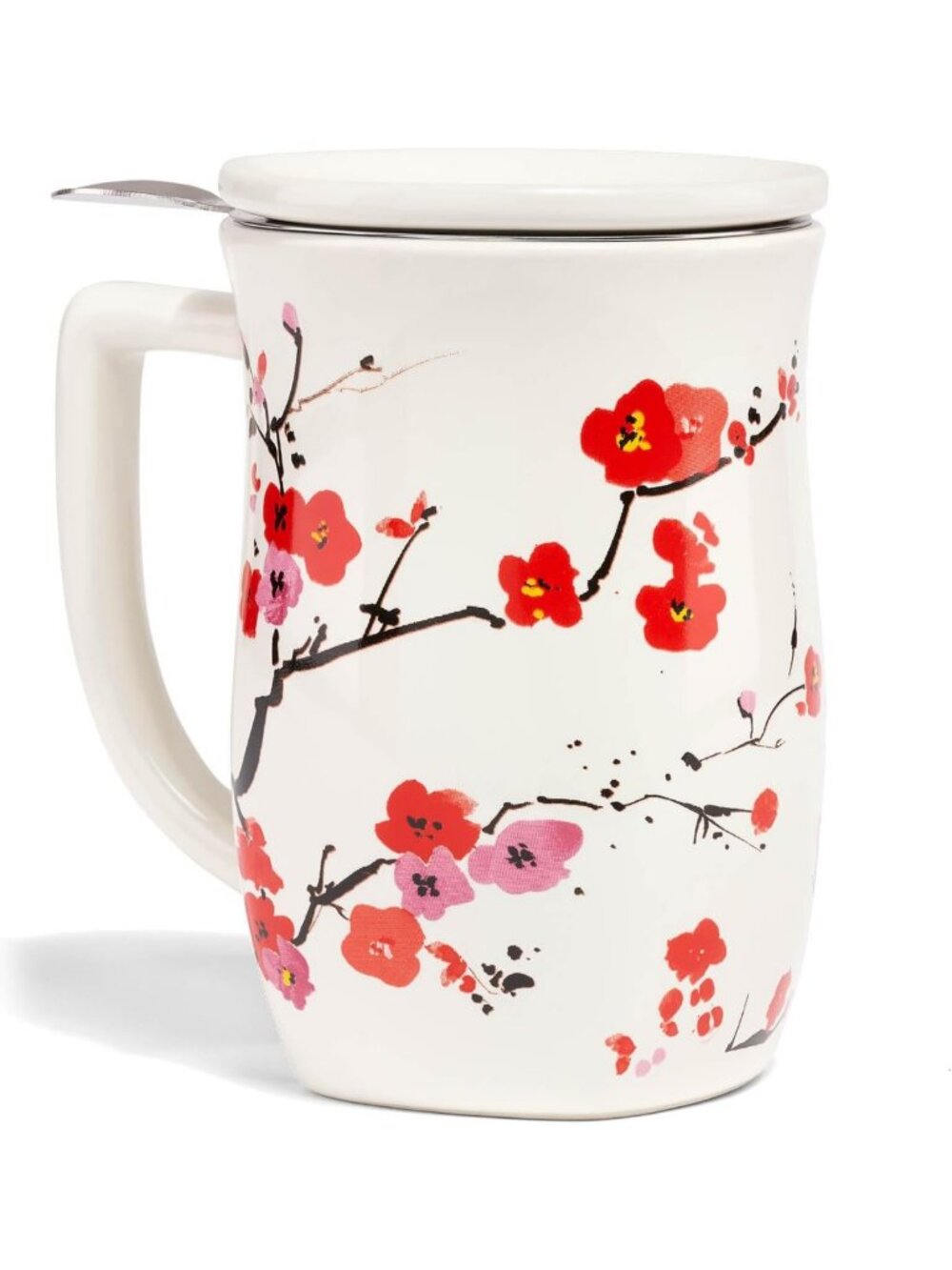 Ceramic Floral Tea Cup with Infuser, Sakura Design, 14 oz - Perfect for Tea